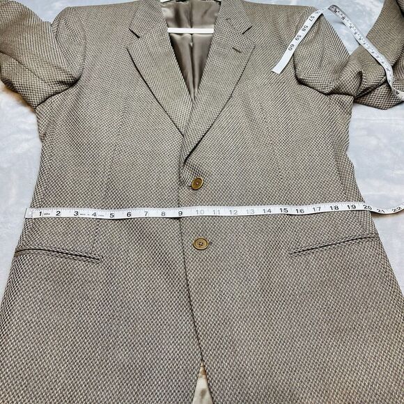 Mani Giorgio Armani Blazer Jacket Mens 44 Tan Micro Argyle Wool Blend 2 Button - Picture 10 of 16